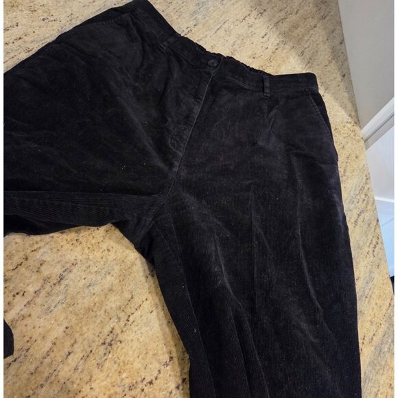 LL Bean Corduroy Pants Womens 16 Black 32x29 Original Fit Elastic Waist - Picture 7 of 14